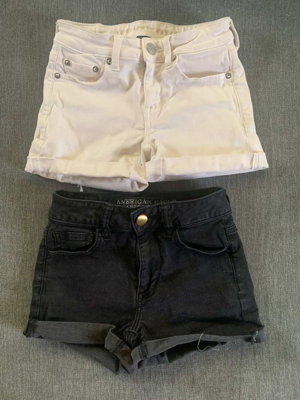 American Eagle Outfitters Lot of 2 White and Black Denim Shorts Size 0